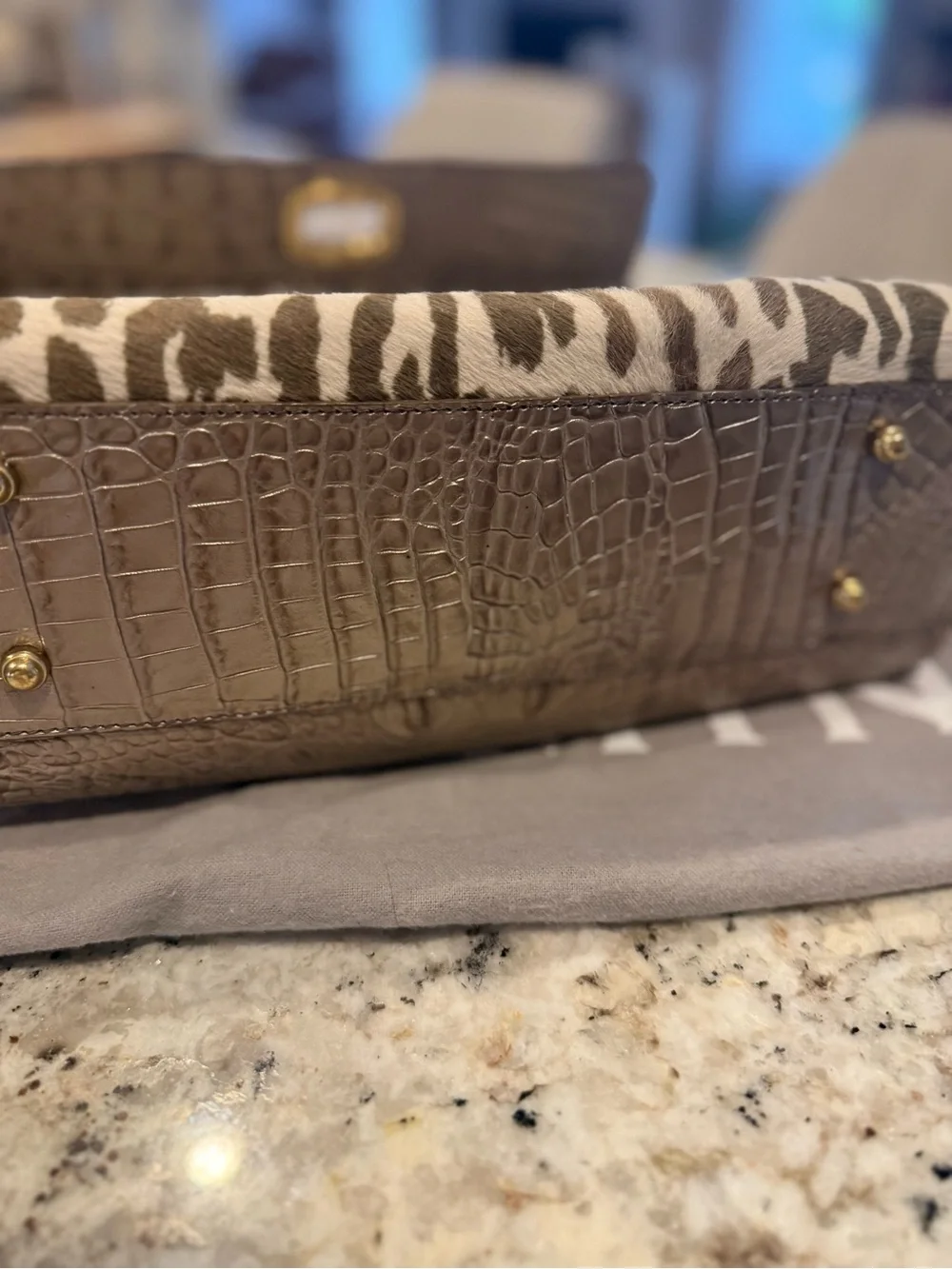 Brahmin Leopard Haircalf Satchel